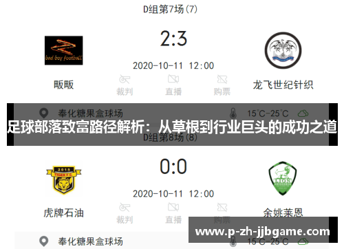 足球部落致富路径解析：从草根到行业巨头的成功之道